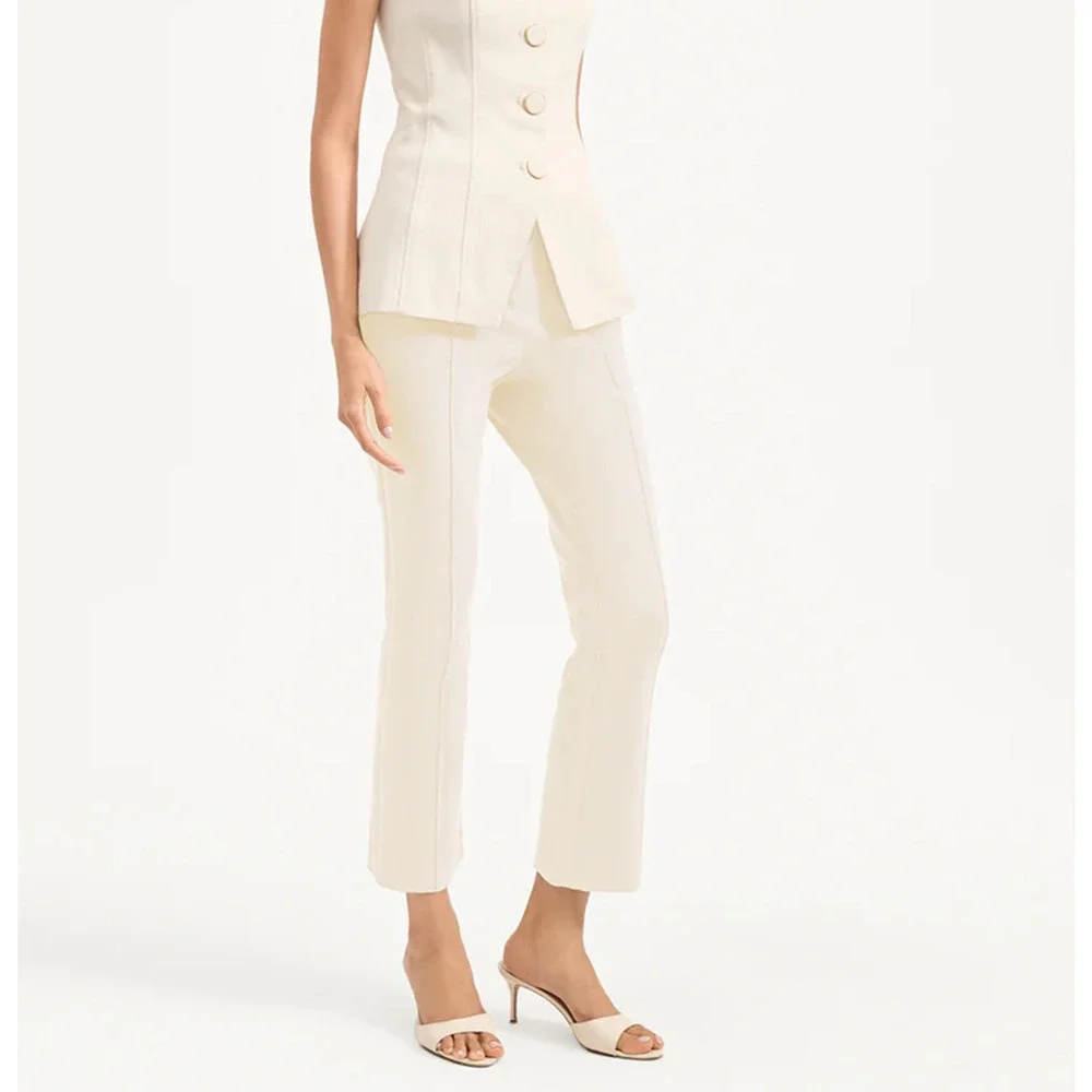 Veronica Beard Kimra Straight-Leg Pant Ecru US 4 - Picture 3 of 12